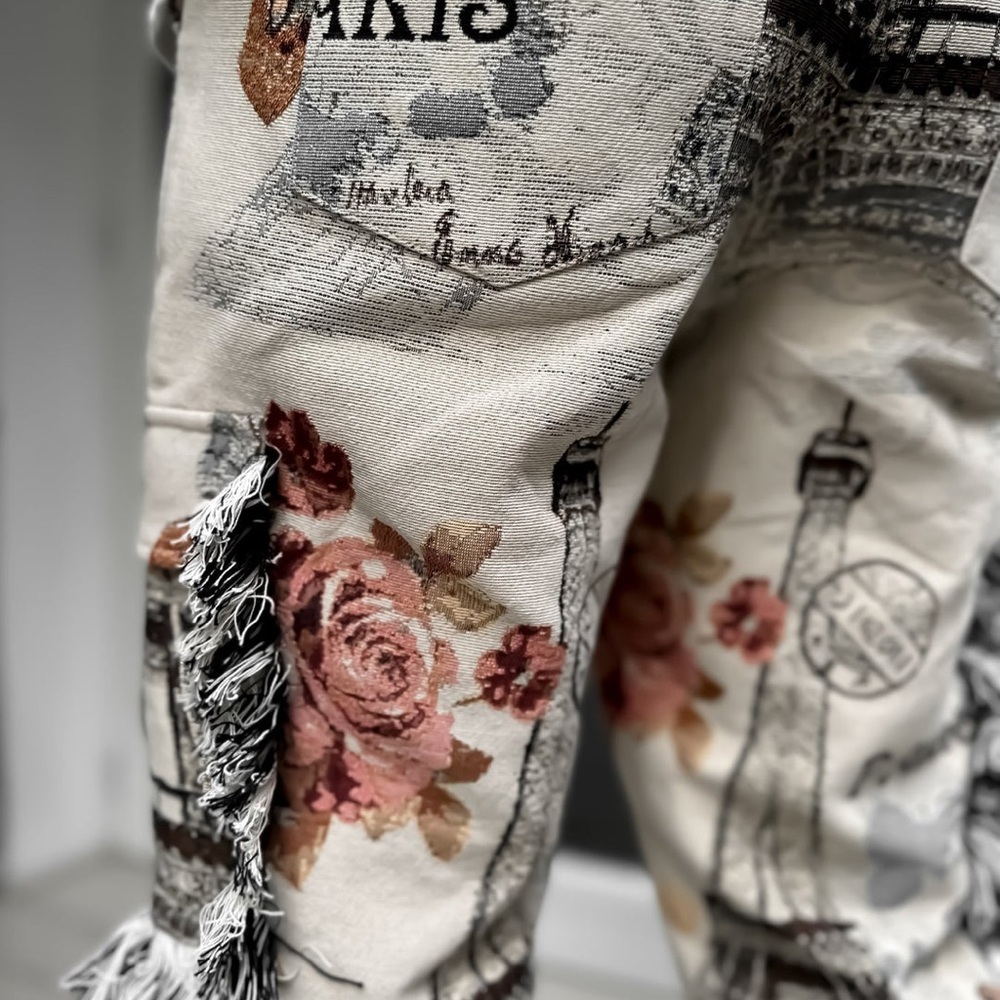 Artistic Patchwork Fringe Pants - image 7